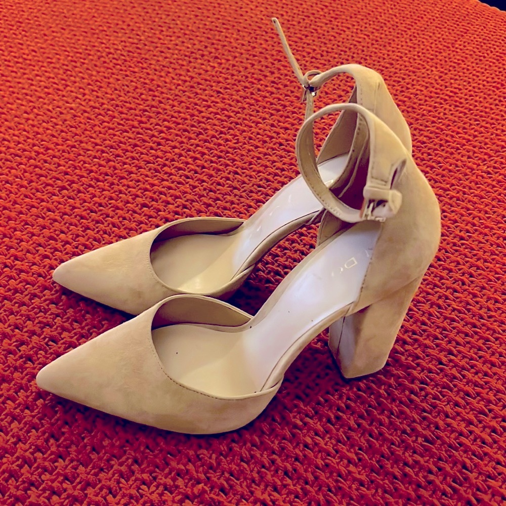 Tan Suede Aldo Block Heels